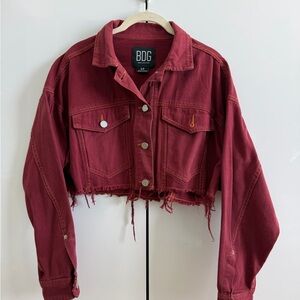 BDG Women's Burgundy Cropped Jean Jacket